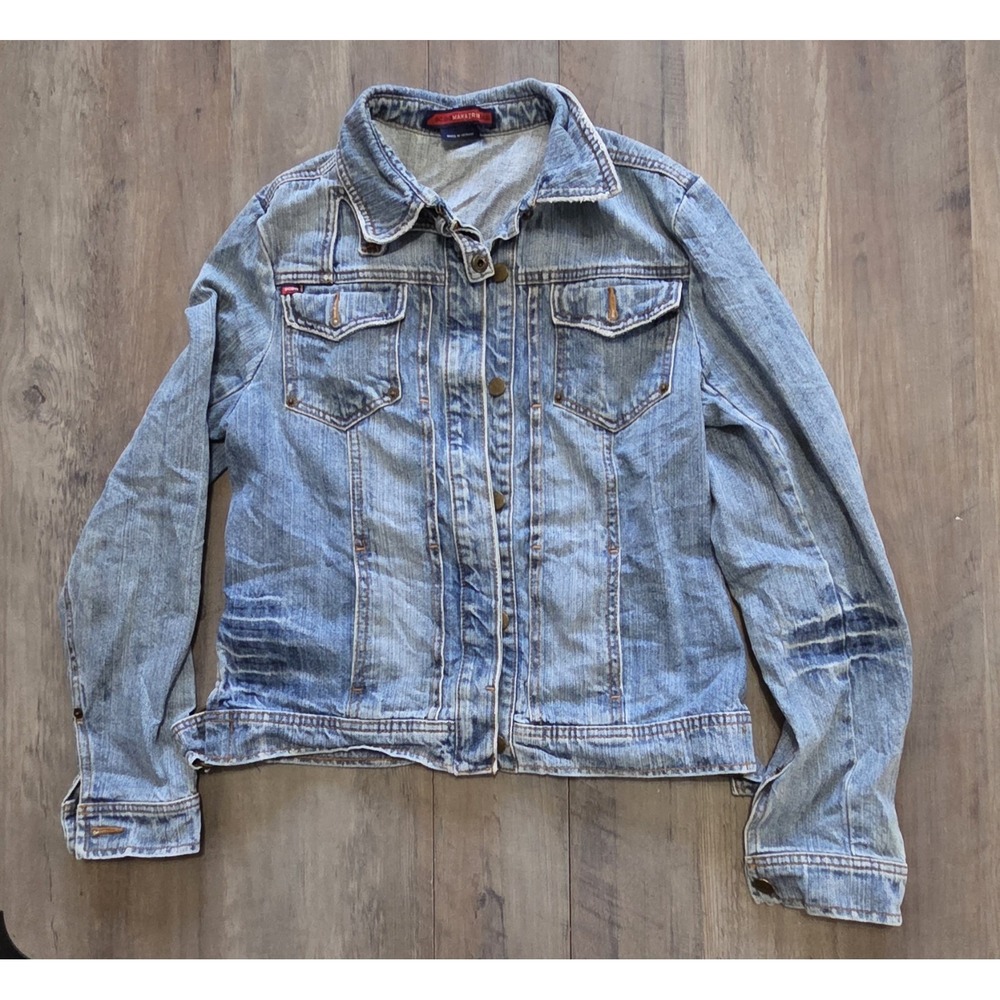 BCBG Max Azria Early 2000's Y2K Vintage Cotton Denim Light Wash Jacket- Size: M